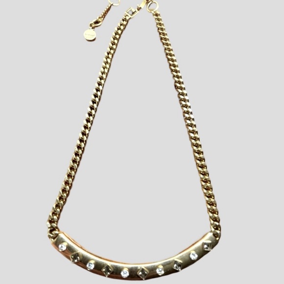 Vintage Givenchy gold tone necklace with segmental arch measure 3.5” - Picture 5 of 7